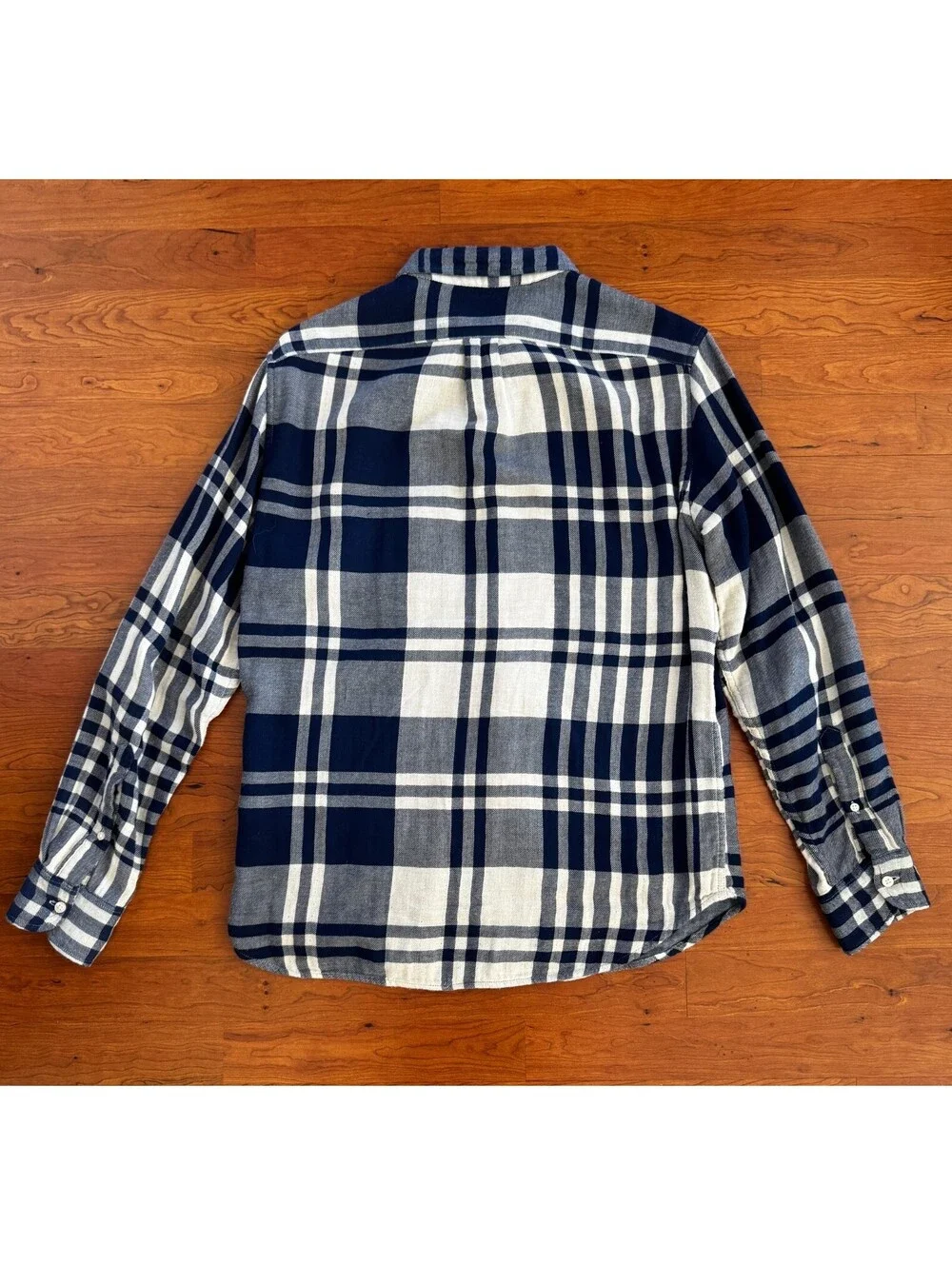 J. Crew Slim Cotton Plaid Flannel Blue White Men's Medium